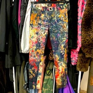 Hudson Jeans Multicolor Paint-Splatter Pants